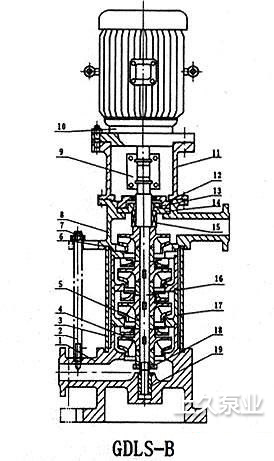 GDL型立式多级管道离心泵结构图